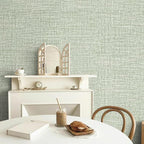 Green Grasscloth Peel and Stick Wallpaper 17.3"x120" Faux Linen Textured - Image 5