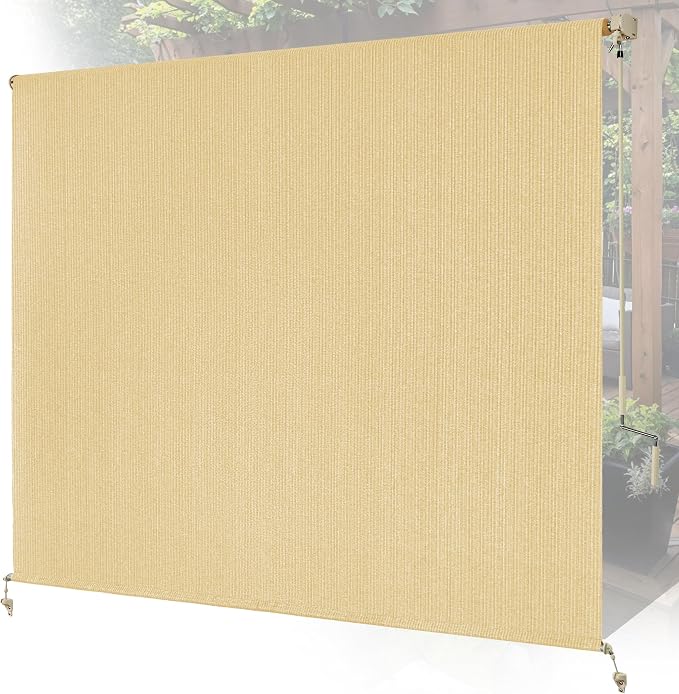 11'W x 8'H Sesame Outdoor Roller Shade by Unknown