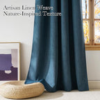 NICETOWN Short Faux Linen Stone Blue Blackout Curtains 63 inches Long - Image 3