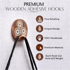 Indian Shelf 6 Lb Decorative Wood Adhesive Wall Hooks–Boho Peel and Stick Hooks - Image 5