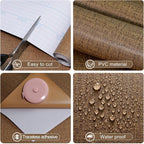 Amiya Grasscloth Brown Wallpaper Peel and Stick Faux Fabric Linen Contact Paper - Image 3
