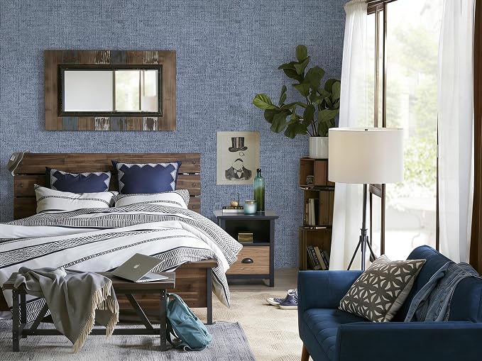 Grasscloth Peel and Stick Wallpaper Denim Blue Contact Paper 15.7inch x - Image 7