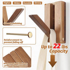 Foldable Wall Hooks 2Pack: Rustic Wooden Coat Hooks Mounted - Image 4