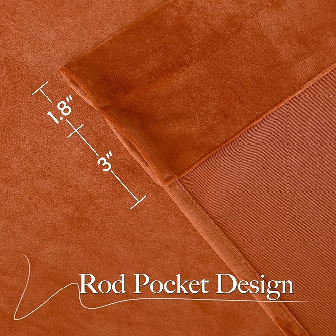 NICETOWN Orange Velvet Curtains 96 inch Long - Image 6
