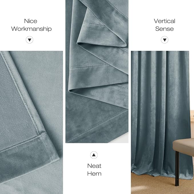 NICETOWN Stone Blue Room Darkening Curtains - Image 6