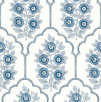 NuWallpaper x Society Social Floral Bazaar Delft Blue Peel and Stick Wallpaper by NuWallpaper