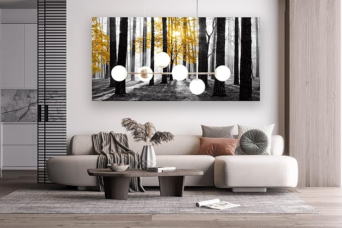 Cao Gen Decor Art S06375 Wall Art Canvas Painting Yellow Tree in Black and - Image 6