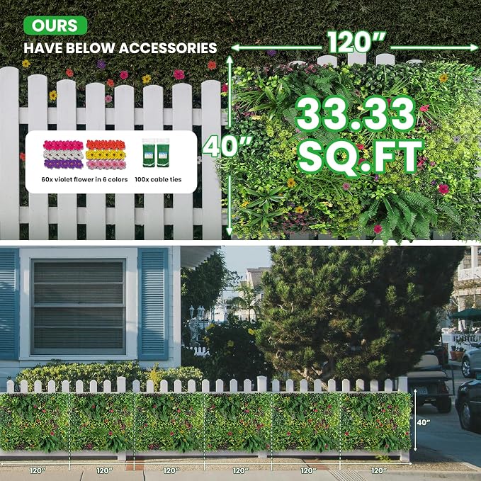 Artificial Grass Wall Roll 40"x120", 3D Green Grass Wall - Image 8