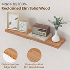 Floating Shelves for Wall Decor, Rustic Solid Elm Wood Live Edge Floating - Image 3