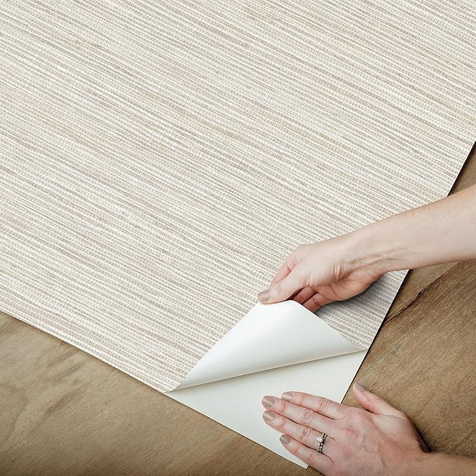 RoomMates Neutral Dimensional Grasscloth Peel and Stick Wallpaper, RMK12682PLW - Image 6