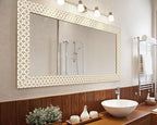 FLFK Wallpaper Border Gold and White Patterns Peel and Stick Wall Border Self - Image 3