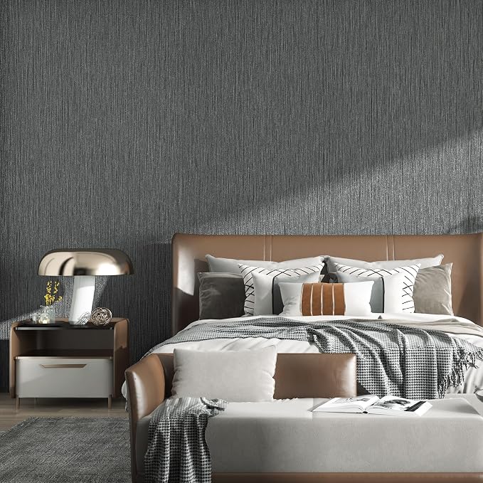 Haimin Grasscloth Wallpaper Textured 24in X 393in Fabric Contact Paper Gray - Image 2