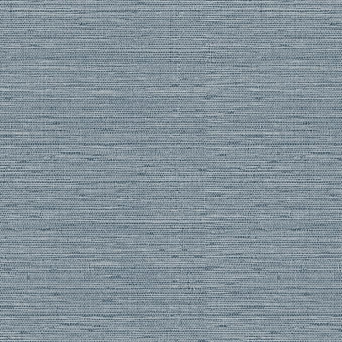 Simon&Siff Grey Blue Textured Grasscloth Peel and Stick Wallpaper 17.7"x394" - Image 2