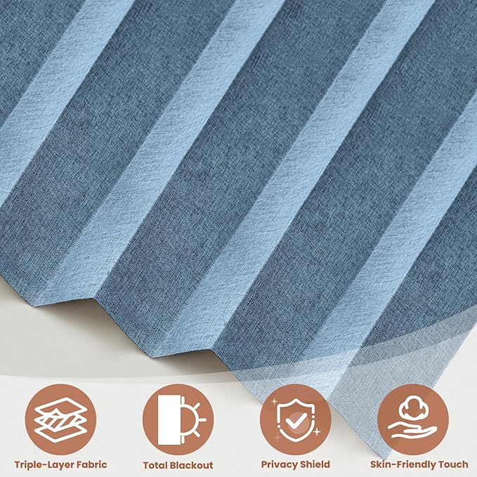 AJAZZ Blackout Accordion Door Curtain 98"x106" Blue - Image 7