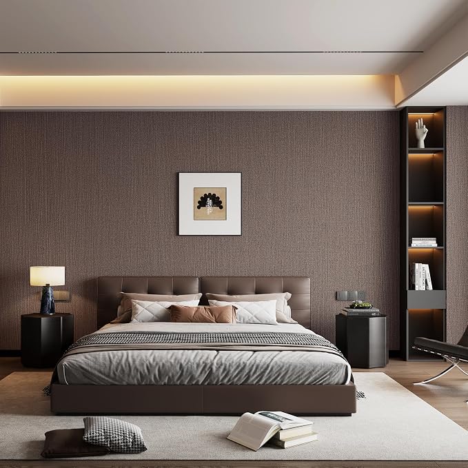 Haimin Fabric Wallpaper Textured Contact Paper Peel and Stick Faux Linen Wall - Image 2