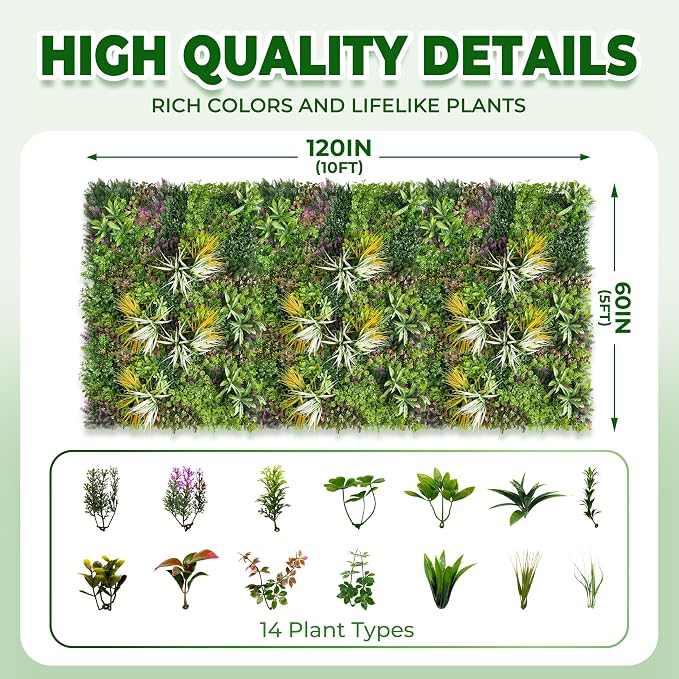 Artificial Grass Wall Roll Panels: 60''x120''Boxwood Hedge Panels, UV-Anti - Image 2