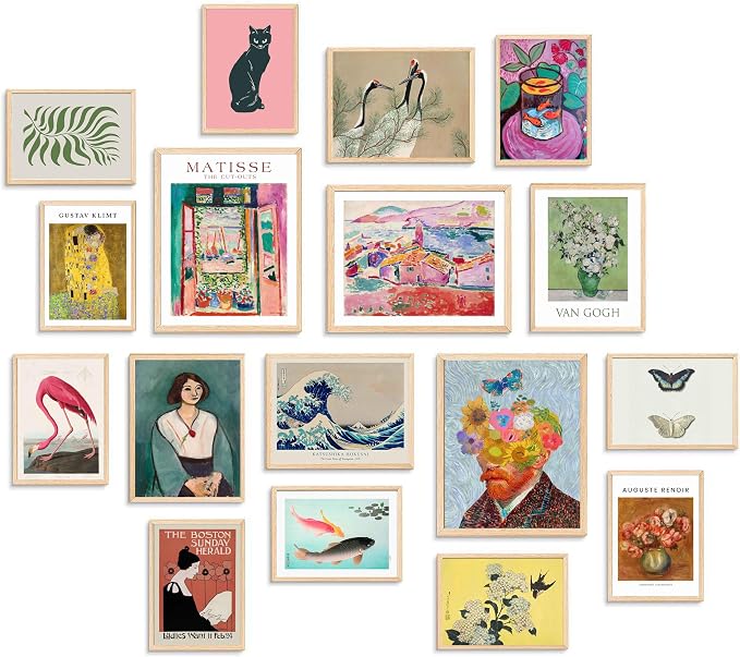 KBKBART Set of 17 Eclectic Wall Art Prints, Colorful Maximalist Wall Decor by KBKBART