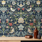 FunStick Navy Blue Floral Wallpaper Peel and Stick Vintage William Morris Green - Image 8