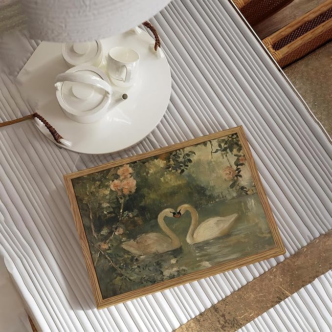 Vintage Swan Wall Art, Antique Swan Art Print, Rustic Farmhouse Romantic Decor - Image 4