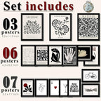 LANCHI95 16 PCS FRAMED Black and White Home Decor, Eclectic Wall Art, - Image 2