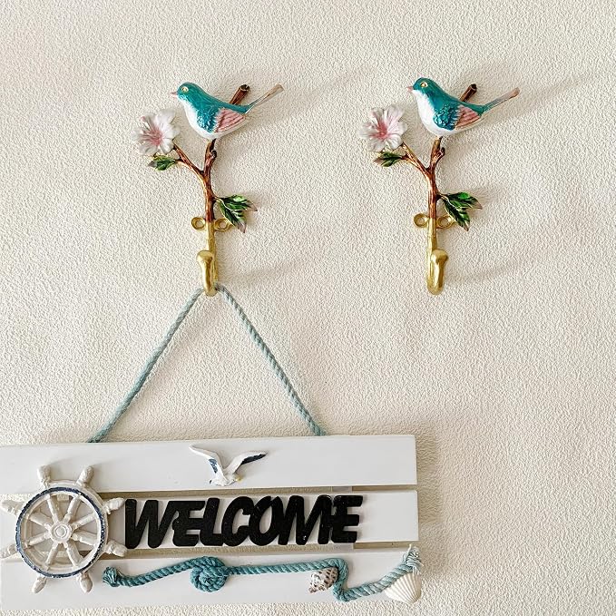 2 Pack Decorative Wall Hooks, Vintage Bird Shaped Metal Wall Hook - Image 5