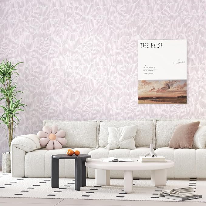 Theper Pink Striped Wallpaper Peel and Stick Wallpaper Boho 17.3"×78.8" Simple - Image 2