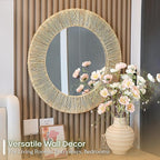 Chi An Home 24 Inch Natural Jute Mirror, Wall Mounted Round Mirror - Image 6