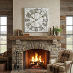 EMAX HOME Large Farmhouse Wall Clock – 24 Inch White Square Rustic Wooden Clock - Image 2
