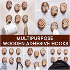 Indian Shelf 6 Lb Decorative Wood Adhesive Wall Hooks–Boho Peel and Stick Hooks - Image 6
