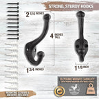 My Fancy Farmhouse Rustic Cast Iron Coat Hooks Wall Mounted Farmhouse - Image 3
