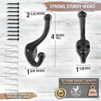Rustic Cast Iron Coat Hooks Wall Mounted Farmhouse Decorative Wall Hooks - Image 3