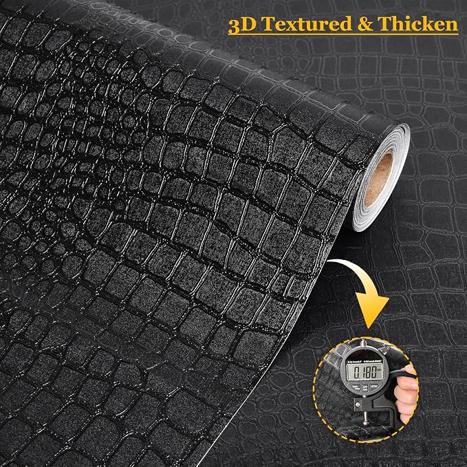 Fititem Black Peel and Stick Wallpaper 472inL 17.3inW Black Contact Paper - Image 4