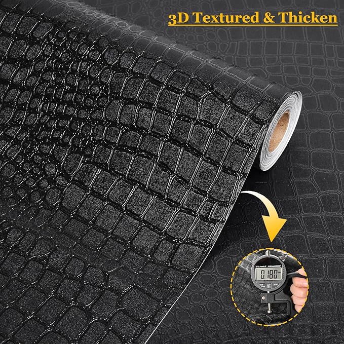 Fititem Black Peel and Stick Wallpaper 393inL 17.3inW Black Contact Paper - Image 4