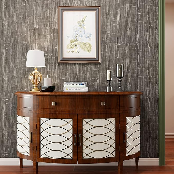 VEELIKE Truffle Brown Grasscloth Wallpaper Peel and Stick Grass Cloth Vinyl - Image 5