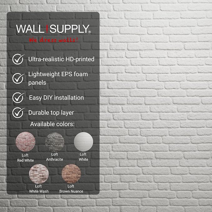 Wall!Supply 3D Wall Panels – Faux Brick, Covers 25.84 Sq Ft - Image 4