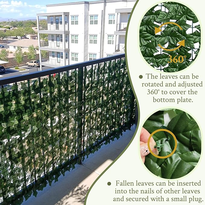 ODTORY Artificial Ivy Privacy Fence Wall Screen, 40X120 in UV-Anti Faux - Image 4