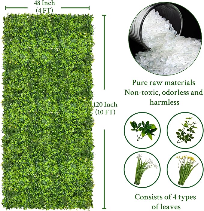 ODTORY Artificial Plant Wall Roll: 48 X120 in UV-Anti Ivy Privacy Fence Screen - Image 2