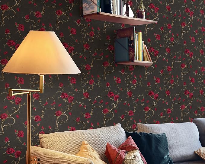 FLFK Gothic Rose Floral Wallpaper Peel and Stick 16in x 64in Wall Paper - Image 5