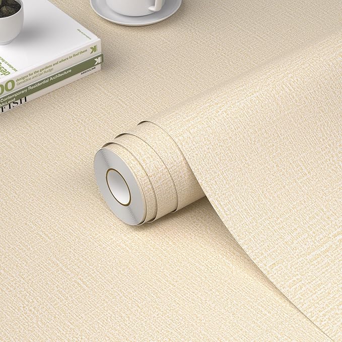 WADILE Grasscloth Peel and Stick Wallpaper 23.6in x 118in, Textured Contact by WADILE