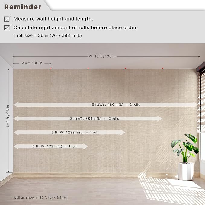 Ansehan Wallcovering W030106 EnvyCollection 36" W x 8 Yard L, Natural Paper - Image 9