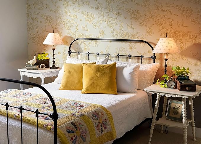 Froluya Cream White and Gold Floral Wallpaper Peel and Stick Wallpaper - Image 8