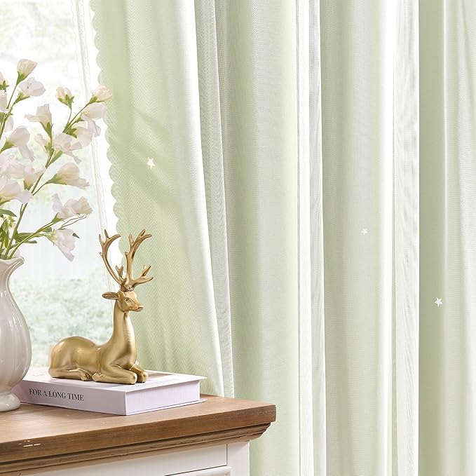 XiDi Green Curtains for Bedroom, Girls Room Blackout Curtains, Kids Room - Image 6