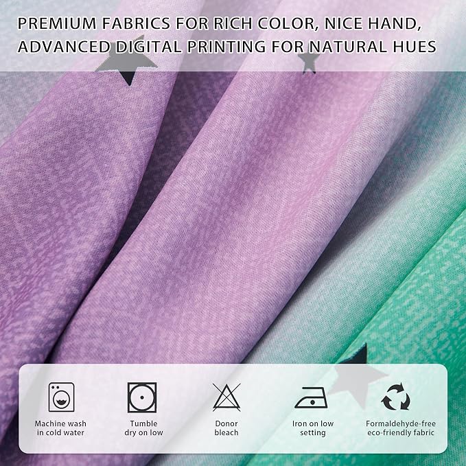 XiDi Purple Grey Curtains for Kids Bedroom, Princess Room Decor Green Curtain - Image 3