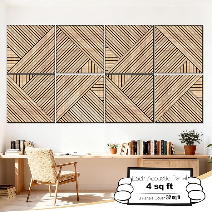 Mollywell Art Acoustic Wall Panels, 24x24 Inch 8 Pack, Wood Veneer, Sound - Image 2