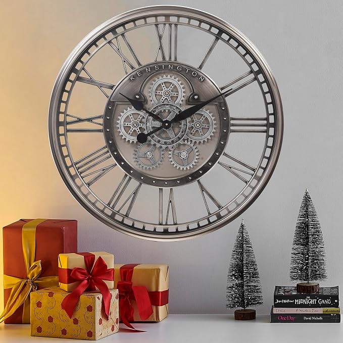 CLXEAST 28 Inch Original Real Moving Gear Wall Clock Roman Numerals, Oversized - Image 8