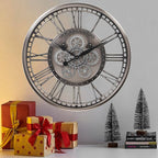 CLXEAST 28 Inch Original Real Moving Gear Wall Clock Roman Numerals, Oversized - Image 8