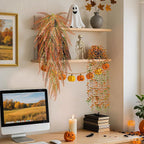 Der Rose 4Pcs Fake Fall Plants Hanging Orange Artificial Eucalyptus Plants - Image 6