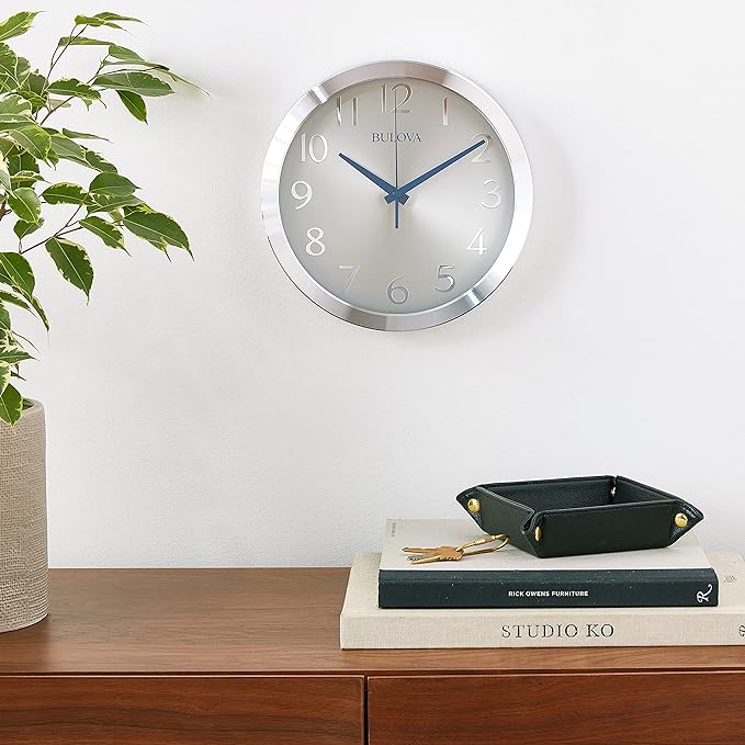 Bulova Winston Wall Clock C4844 | 10" Diameter | Metal Design - Image 4