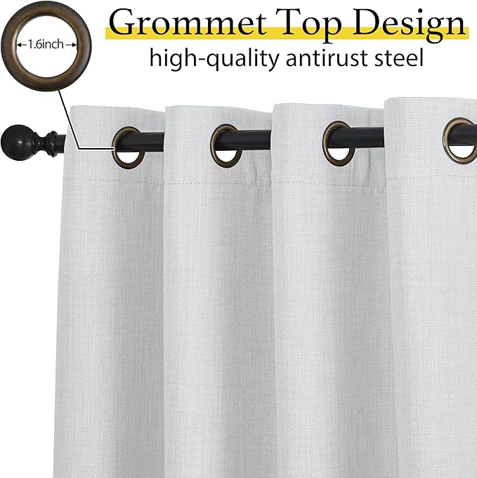 NICETOWN Faux Linen Greyish White Room Darkening Curtain Valances 36 inches Long - Image 3