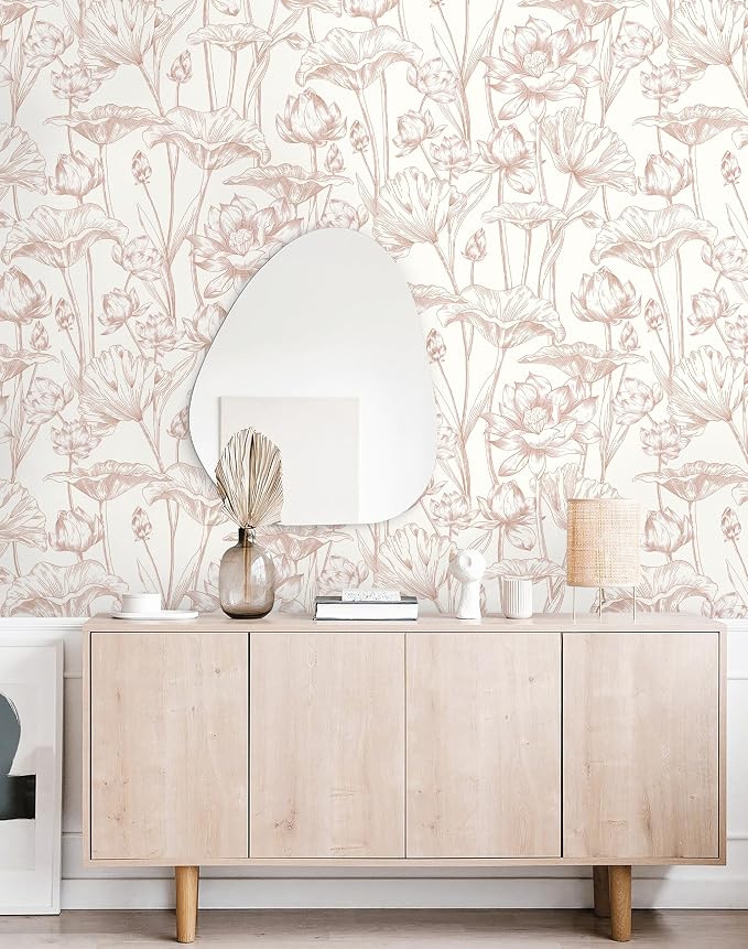 Timeet Floral Peel and Stick Wallpaper White and Pink Vintage Contact Paper 16" - Image 6